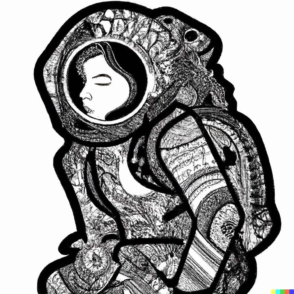 an astronaut, zentangle drawing